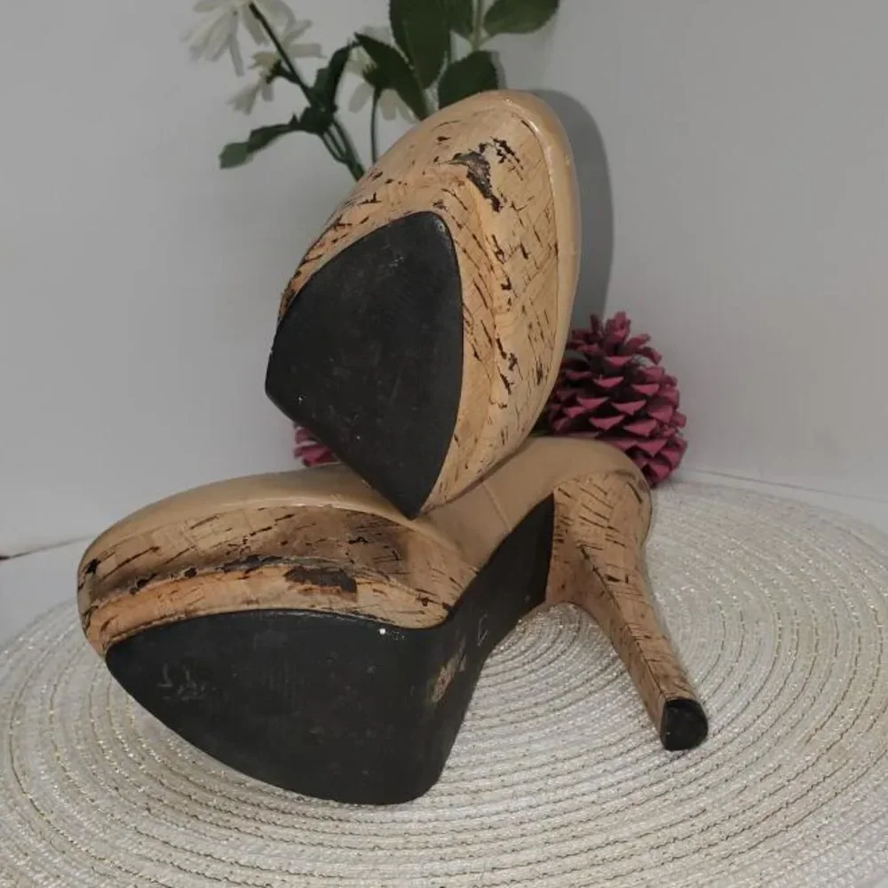 🔥4/$25 MICHAEL ANTONIO TAN CORKSCREW PLATFORM HIGH HEELS, 7.5